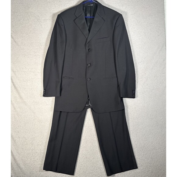 Zanieri Zignone Super 100 Wool Tuxedo 2‎ Piece Men’s Size 42R/30W Black Wedding - Picture 1 of 16